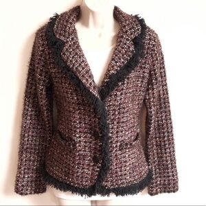 🆕 Fenn Wright Manson single breasted wool fringe blazer sweater…